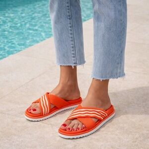 VIVAIA Orange Knit Crisscross Slide Sandals Comfort Slip On EU/36 US/5.5-6